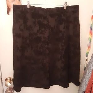 Liz Claiborne Career 16 1X Black Rose Velvet Zipper Goth Elegant Knee Skirt
